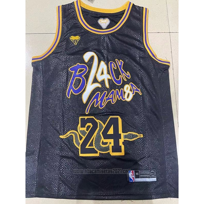 Camiseta Los Angeles Lakers Kobe Bryant #24 Black Mamba Snakeskin Negro